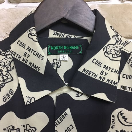 NorthNoName(ノースノーネーム)-NNN PATCH PATTERN RAYON SHIRTS ”WOLF&WOLFLESS”(BLACK)