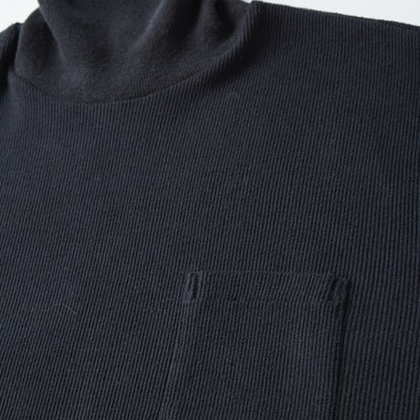 OLD JOE(オールドジョー) -TURTLE-NECK SILK NEP RIBED TOPS(ONYX BLACK)