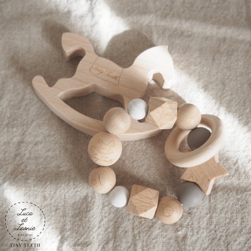 木製ビーズ　歯固め 歯固め 星 おもちゃ 赤ちゃん 0歳 日本製 出産祝い ベビー シリコン