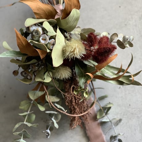 ［Dry flower］紅の木とユーカリの秋色コンパクトスワッグ
