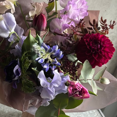 2026♡ThanksMom♡花びん【パルフェガラス】と花束のセット＜生花＞