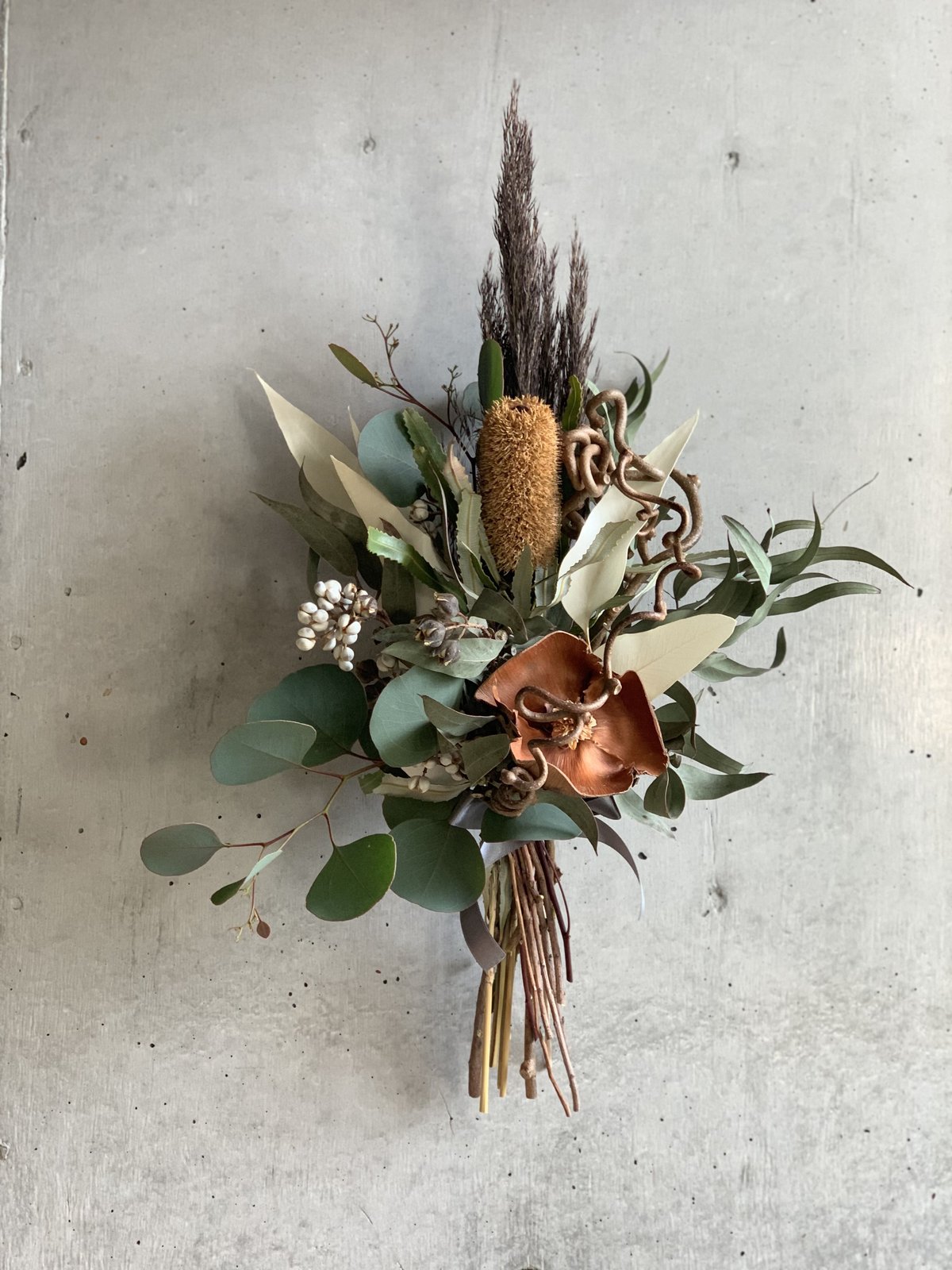 Dry flower】バンクシャとブラックパンパスのブーケスワッグ