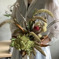 ［Dry flower］プロテアロビンと柏葉アジサイの秋色ブーケ