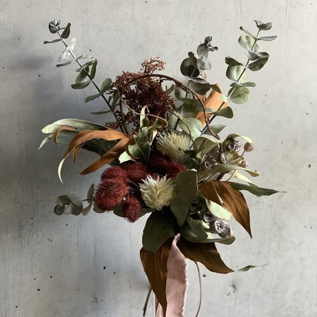 ［Dry flower］紅の木とユーカリの秋色コンパクトスワッグ