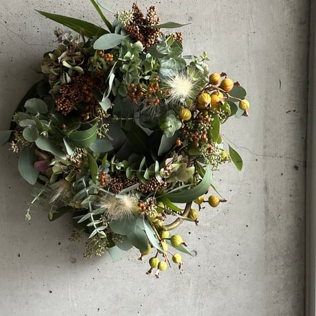 ドライフラワー★大きめネイティブバンクシアリース　プルモーサム　グラスペディア ドライフラワー☆大きめネイティブバンクシアリース プルモーサム