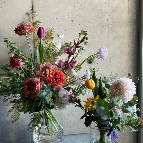 【定期便】フローリストが選ぶお花ダブルセット(Sサイズ＋Mサイズをセットお届け)