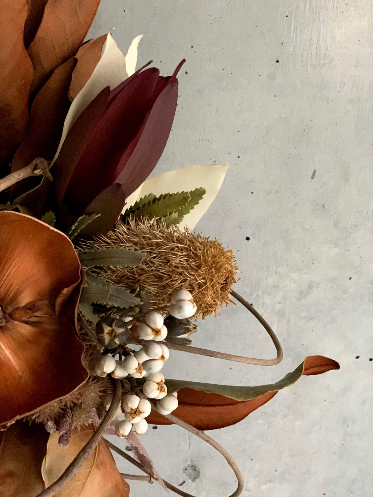 Dry flower】バンクシャとブラウンココフラワーのコンパクトブーケ