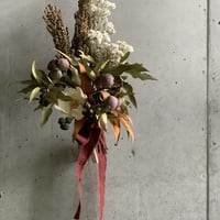 [Dry flower]ユーカリトランペットとキビのスワッグ(ボルドーリボン)
