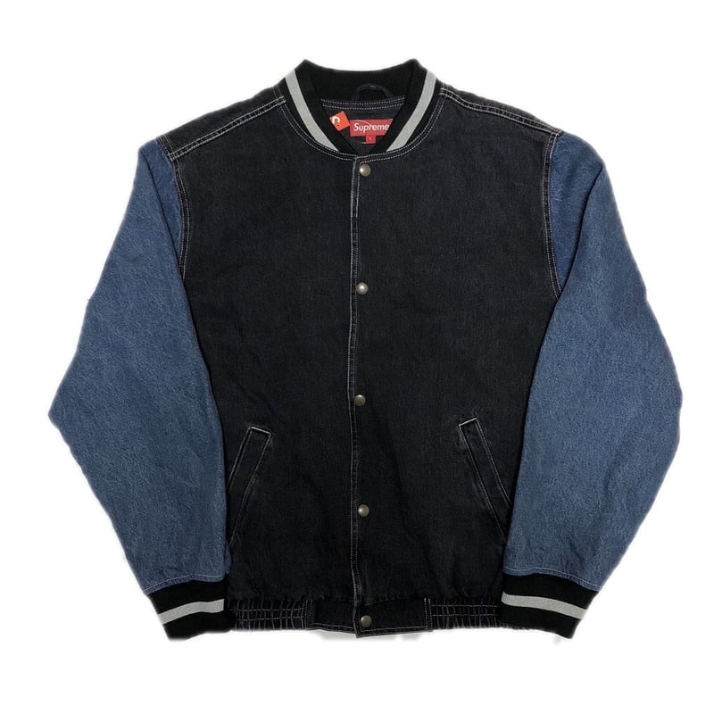 Supreme Denim Varsity Jacket Black L 18SS 【中古】 