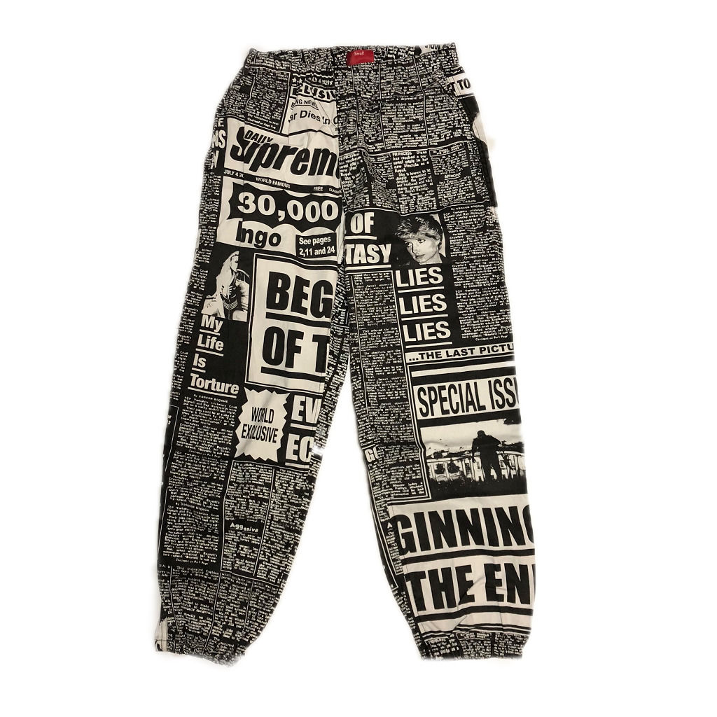 supreme newsprint skate pant 18AW 新聞プリント Supreme Newsprint Skate Pant Black S 18AW 【新品】