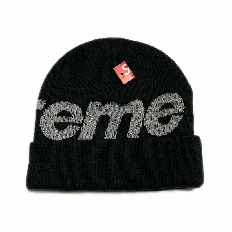 Supreme Reflective Big Logo Beanie Black 18AW そ