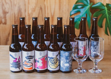 KAMIYAMA BEER special selection & Original Glass （330mlボトル×12本+オリジナルグラスx２個）