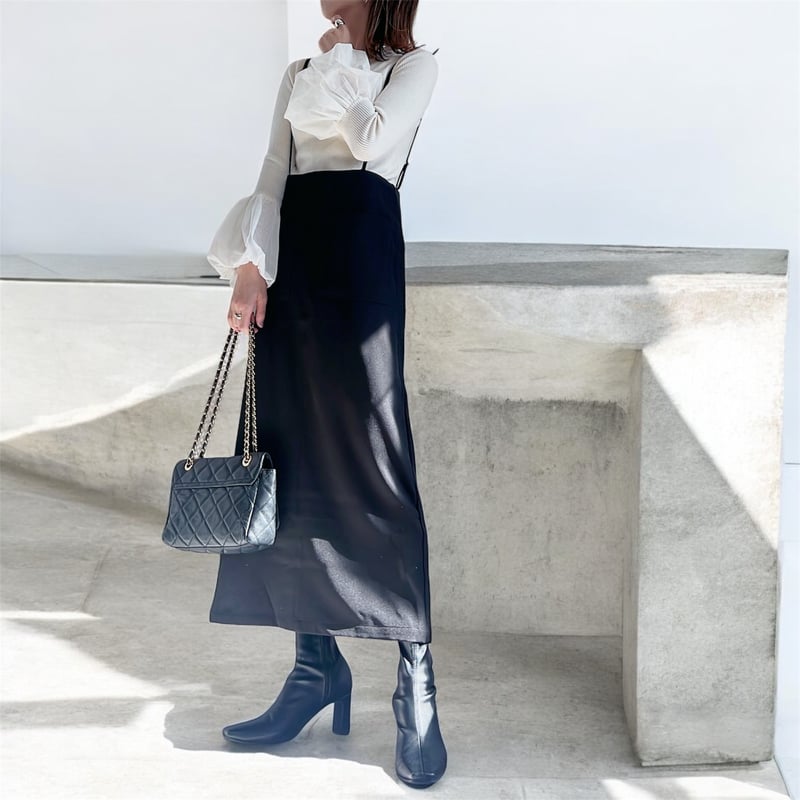 POTECHINO 2WAY ジャンパー SALE】ティアードジャンパースカート/80/ネイビーデニム(80