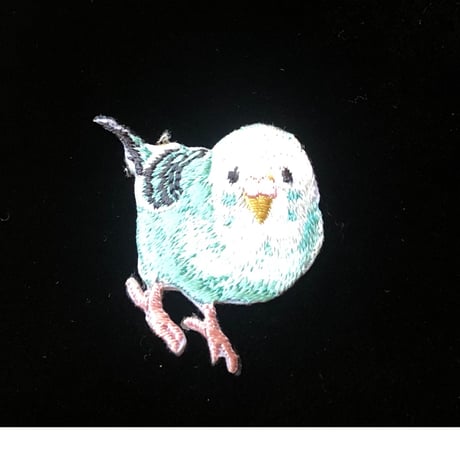 【所さんお届けモノです！】鳥かごに入ったインコのイヤリング・ピアス セキセイインコ刺繍の黒いベルベット巾着つき