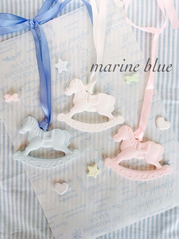 アロマハイストーン♡木馬のオーナメント | marine blue