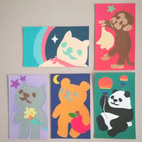 メッセージカード５枚set  -  動物  - （名刺サイズ）
