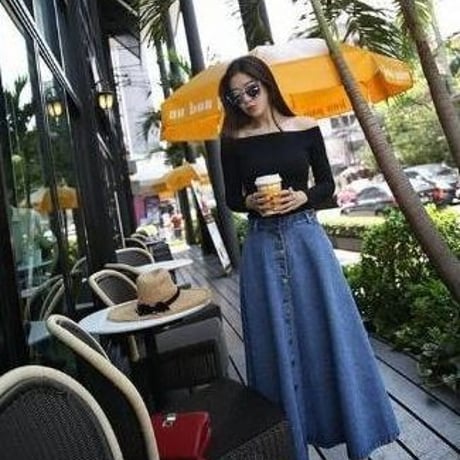 【ライトブルー】【M】デニムスカート