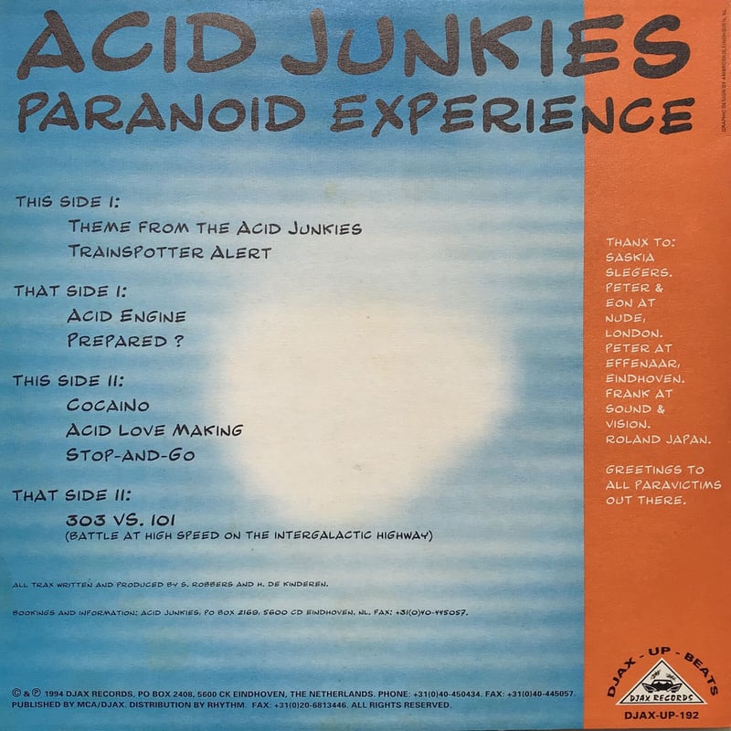 ACID JUNKIES Paranoid Experience レコード Acid Junkies - Paranoid Experience | OTTOTTOREC