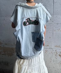 remake pocket denim vest A