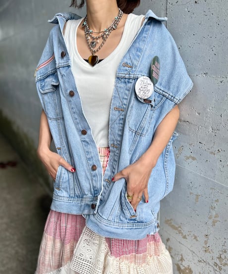 remake pocket denim vest C