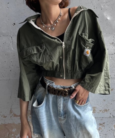 remake short zipper frill shirt