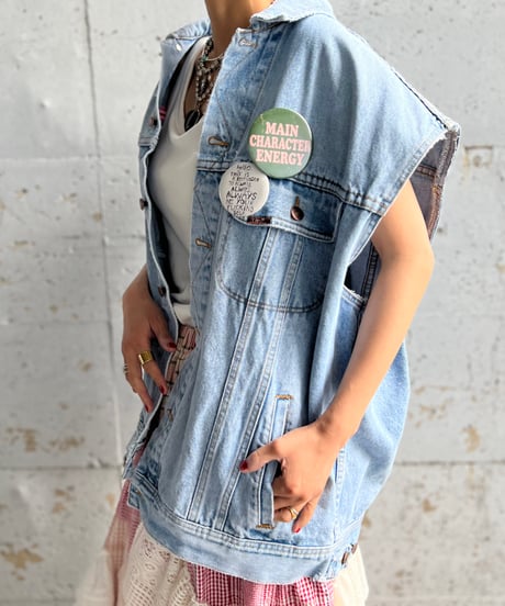 remake pocket denim vest C