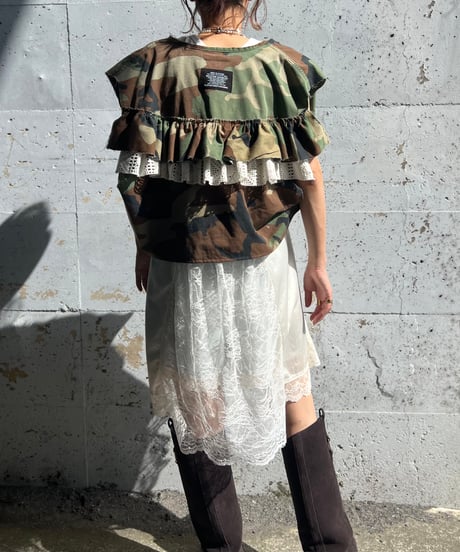 remake military frill vest s