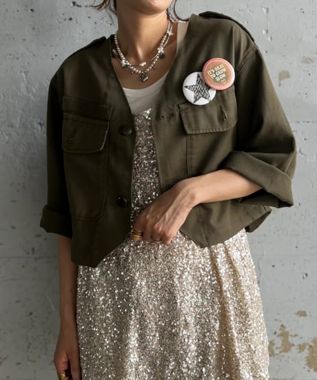 remake military frill half jacket