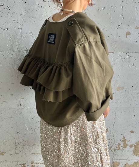 remake military frill half jacket