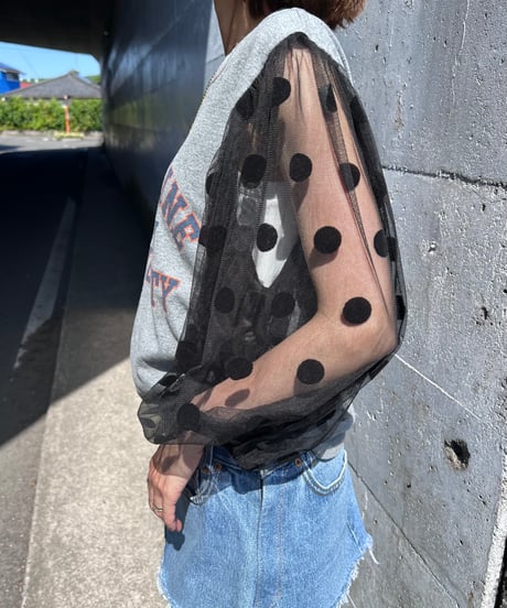 remake dot tulle sleeve tee