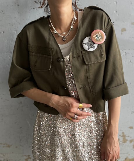 remake military frill half jacket