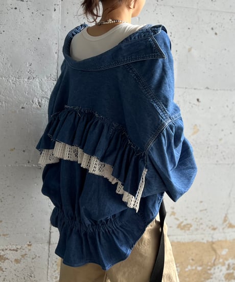 remake frill  denim shirt