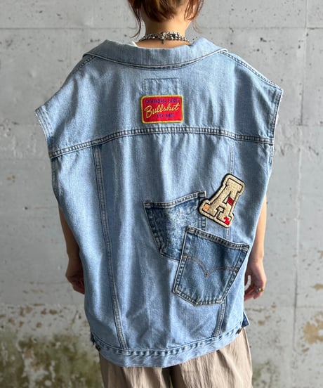 remake pocket denim vest B