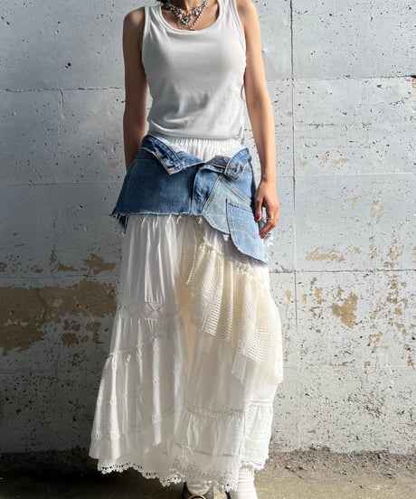 remake short denim skirt A