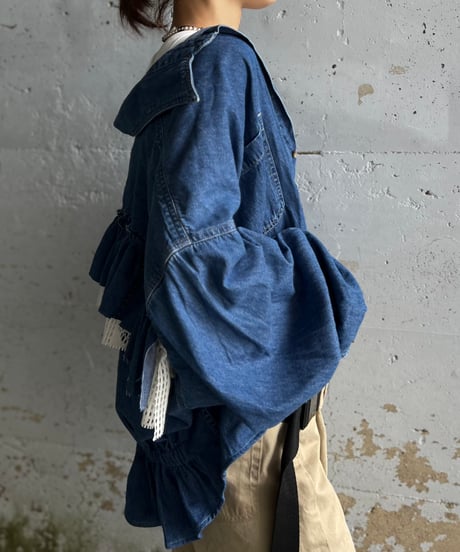 remake frill  denim shirt