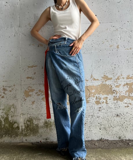 remake differences message denim pants B