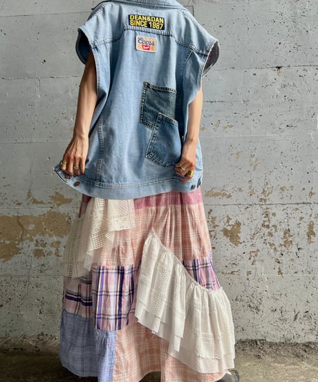 remake pocket denim vest C