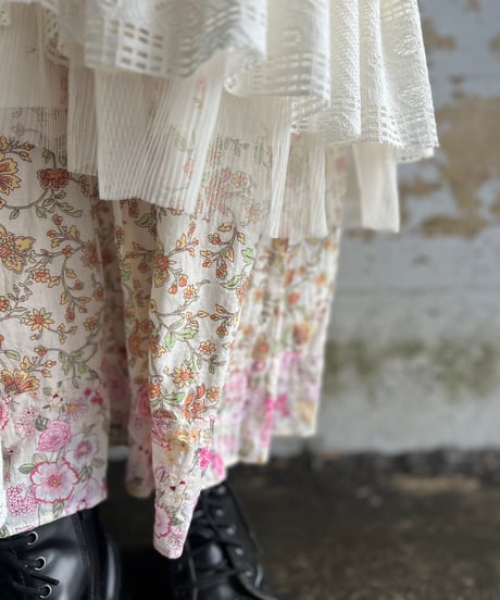 remake asymmetry flower skirt