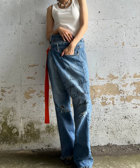 remake differences message denim pants B