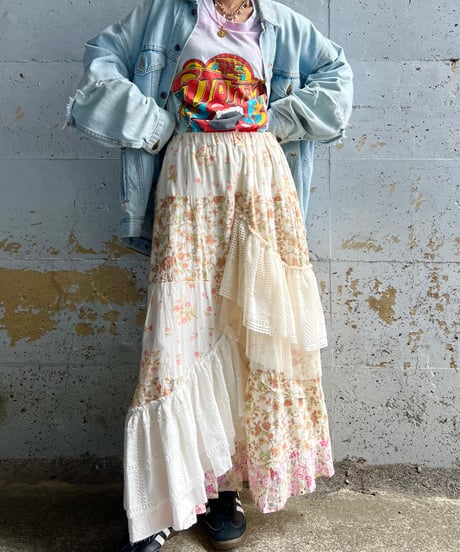 remake asymmetry flower skirt