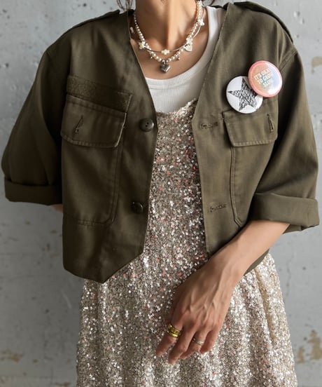 remake military frill half jacket