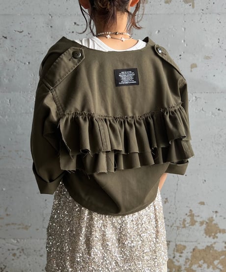 remake military frill half jacket