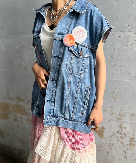 remake pocket denim vest D