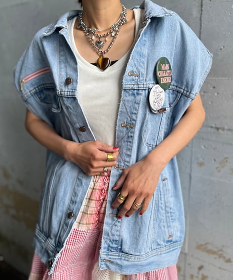 remake pocket denim vest C