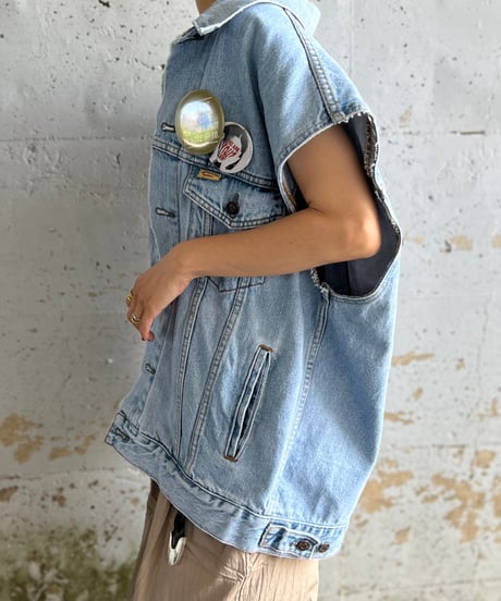 remake pocket denim vest B