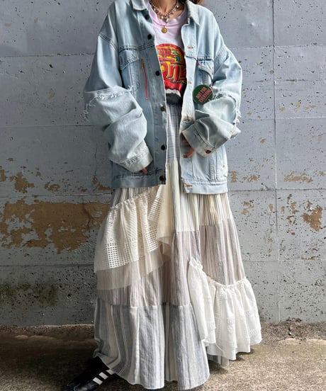 remake damage unique denim jacket
