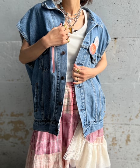 remake pocket denim vest D