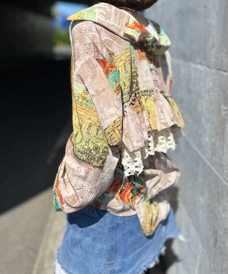 remake colorful frill shirt A