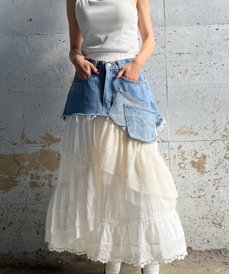 remake short denim skirt A