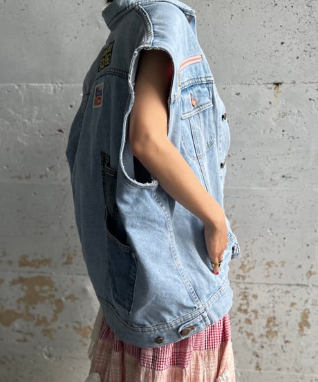 remake pocket denim vest C